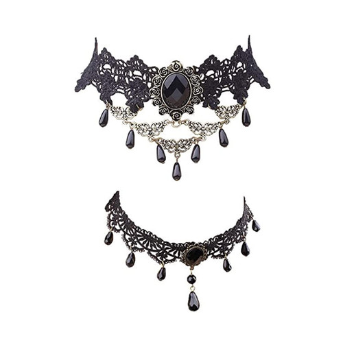 Gothic halskette set schwarz - halskette,