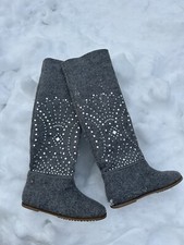 Apres Ski Winter Russy  Valenki Filzstiefel Gr. 41 Grau Strasssteine Overknee