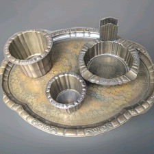 antikes Raucher - Set 4teilig, Tablett , Aschenbecher ua Messing Art Deko, 1935