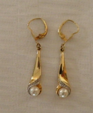 Perlen-Ohrhänger - 585er Gelb-Gold - jeweils 1 Perle