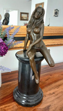 Bronzefigur Jungfrau Bronze Skulptur Frau Statue Akt Venus Erotik Göttin Deko