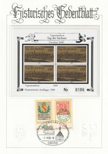 Historisches Gedenkblatt "Tag der Sachsen Zwickau" mit num. Vignettenblock 0186