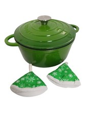 Overmont Emaillierte Gusseisen Kasserolle - mit Macken - 24cm - grün -- 8686/503