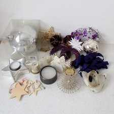 Advents-Weihnachtsdeko Konvolut Lila/Silber Anhänger Kugeln Teelichthalter