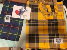 Jean Paul Gaultier Taschen gelb + blau Karo und 2 Kosmetiktaschen Set 4 Stück