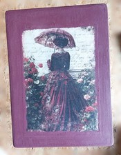 Kleines Tischchen weinrot "Lady in Red" Kreidefarbe Shabby Vintage Look