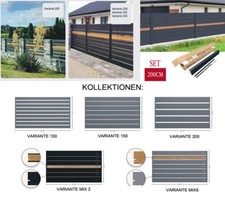 Zaun Sichtschutzzaun Lamellenzaun Anthrazit Gartenzaun Windschutzzaun Set 200cm