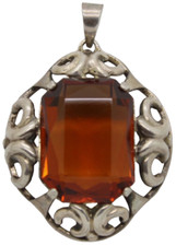 ? 835er Silber Anhänger mit Topas Art Deco Antikschmuck - 3,8 x 2,7 cm / 6,68g