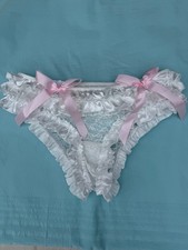 Spitzenslip, Rüschen, Schleife, transparent Damenunterwäsche Gr. M Neu