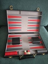 Elite Backgammon Kunstlederkoffer Schwarz mit Anleitung Vollständig