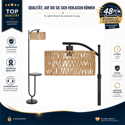 Stehleuchte rattan boho mit - rattan,