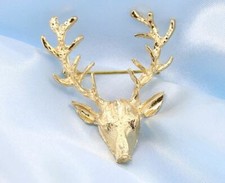 Brosche Laub Geweih Fantasie gold silber Strass Perlen