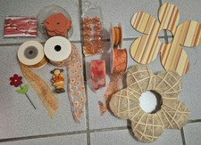 Oranges Dekopaket Deko Konvolut Blumen Schleifen Bänder Figur Klammern 