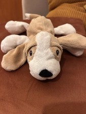 H&M  Plüschtier HUND Beagle Kuscheltier liegend beige weiß 24 cm Stofftier Welpe
