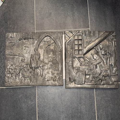 Zinn relief handarbeit - 2x,