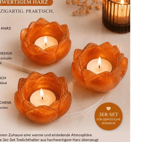 Harz teelichthalter 3er set - harz,
