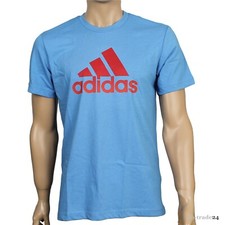 Adidas T-Shirt Herren hellblau Sportshirt Performance Climalite Cotton Funktion