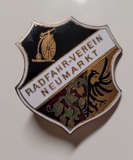 Große emaillierte Brosche Hochrad um 1900