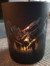 Neues Windlicht Votivlicht Glas schwarz/blau, Hüttenlandschaft