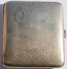 C0467 - 800er Silber Zigarettenetui - DJ / JD Monogramm Hammerschlag Jugendstil