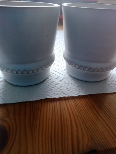 Vintage ton becher weiss - 2,