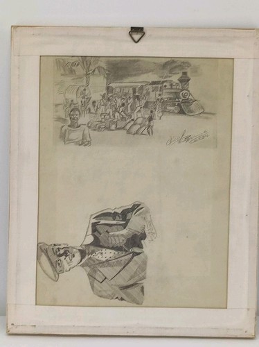 Zeichnung beidseitig signiert