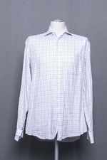 180 PH120 HUGO BOSS  Hemd  KW40 Gr. M  weiß sand hellblau kariert Langarm