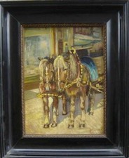 Jan van Vliet Zwei Kutschpferde Brauereipferde Kaltblut Kaltblüter Haflinger