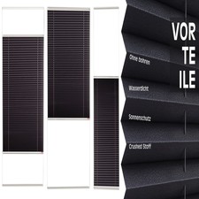 Plissee Rollo ohne Bohren mit Aluminium- Klebeleiste Schwarz Sichtschutz Fenster