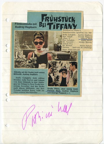 Patricia neal autogramm - †,