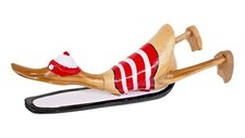Ente Holz Surfbrett 25 cm, Ente Surft, Teak Holz Ente + Surfbrett, Surfing duck