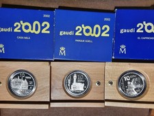 SILBERMÜNZEN SET   3  x  10 EURO SPANIEN 2002     ANTONIO GAUDÍ    925er Silber