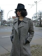 Damenmantel lang schwarz weiß Fischgrätmuster 80er TrueVINTAGE 80s ladies coat 