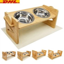 Hundenapf Doppelnapf XXL Edelstahl Hunde Fressnapf mit Verstellbar Holz Ständer