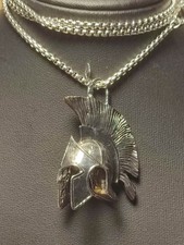 Herren Halskette in Silber Gladiator Römer Helm im Retro Design