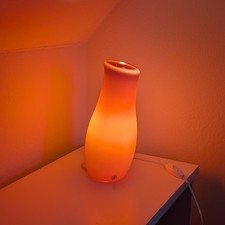 Ikea Mylonit Typ B0217 Glas Tischlampe weiß-rot asymmetrisch schräg 90er Y2K