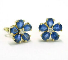 Saphir Brillant Ohrstecker  750er Gelbgold Blüten-Ohrringe Wert 2.200 €