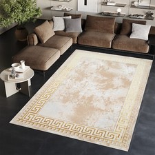 Kurzflor Teppich Creme Grau