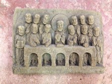 Abendmahl Jesus Jünger Wandbild Relief Wand Bild Kunst Sandstein Antik Look W 34