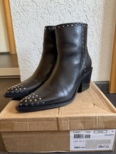 SACHA Stiefeletten Boots Cowboy Western schwarz Nieten silber Leder Größe 41 NEU