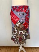 Vintage Rock von Vero Moda Patchwork Paisley Blumen Lila Rot Knielang Gr. S Neu
