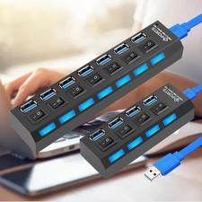 USB 3.0/2.0 Hub 4-7Port Splitter USB Verteiler mit Netzteil Adapter PCUSB Laptop