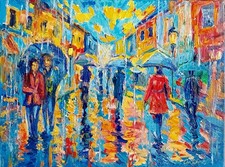 Ölgemälde Stadt Regen