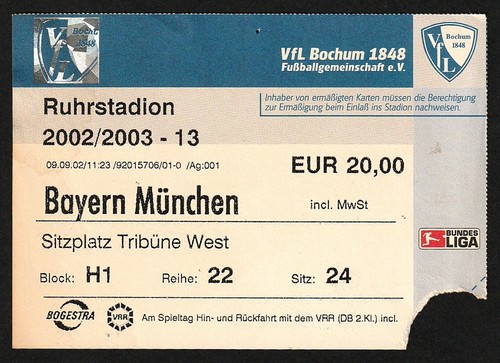 Ticket 2002 vfl bochum - ticket, |