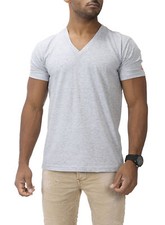 Akito Tanaka Herren Basic T-Shirt V-Neck Kurzarm Slim Fit Körperbetonend Basic