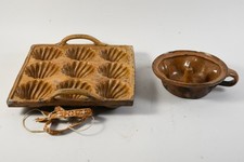 C26L12- 2x alte Keramik Backformen glasiert