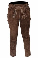 Trachten Lederhose lang braun Echt Leder Trachtenlederhosen Gr 46-62 Oktoberfest