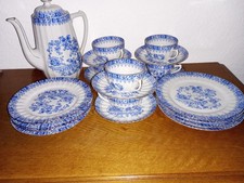Kaffeeservice Schumann Arzberg China Blau, Goldrand, 21 Teile, 6 Personen