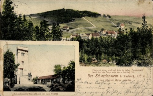 Schwedenstein bei pulsnitz - ak,