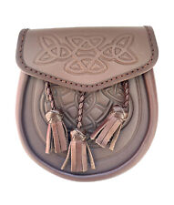 Braun Leder Sporran mit Klopfen traditionelle schottische Geldbörse 4 Kilt Kleidung